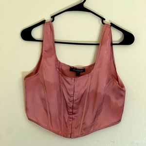 Pink Corset Crop Top/ Silky